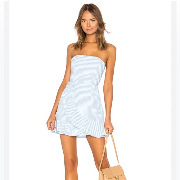 REVOLVE Dresses & Skirts - Superdown Rosalie Stripe Ruffle Dress in Blue Stripe; size XS; EUC!